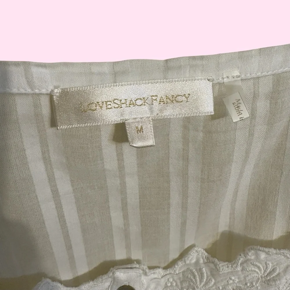 LoveShackFancy MEDIUM Anorette White Lace Blouse Milkmaid Romantic Cottagecore - Picture 3 of 7